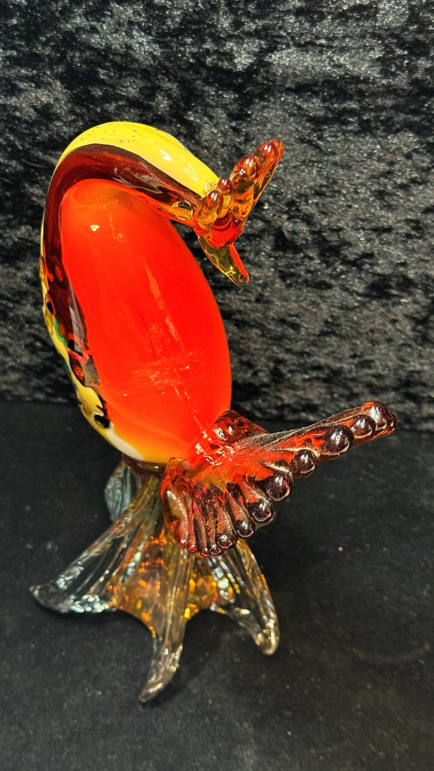 Vintage Italian Murano Glass Phoenix Bird Millefiori Red Yellow Figurine A1162