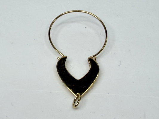 14K Gold Crescent Moon Hoop Charm holder Pendant Minimalist Design JR1178