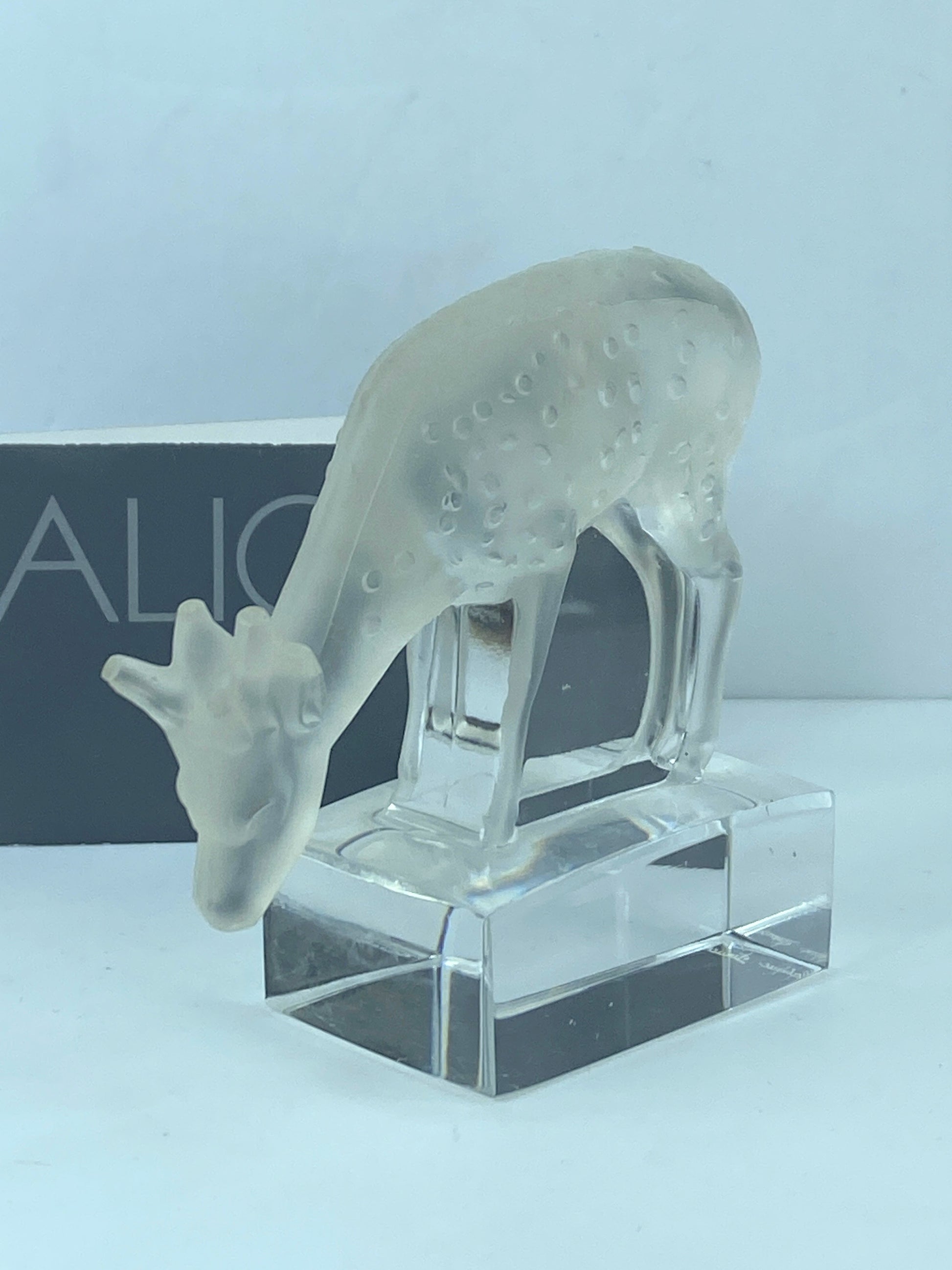 Lalique Frosted Glass Deer Paperweight, Forest Animal Figurine A305
