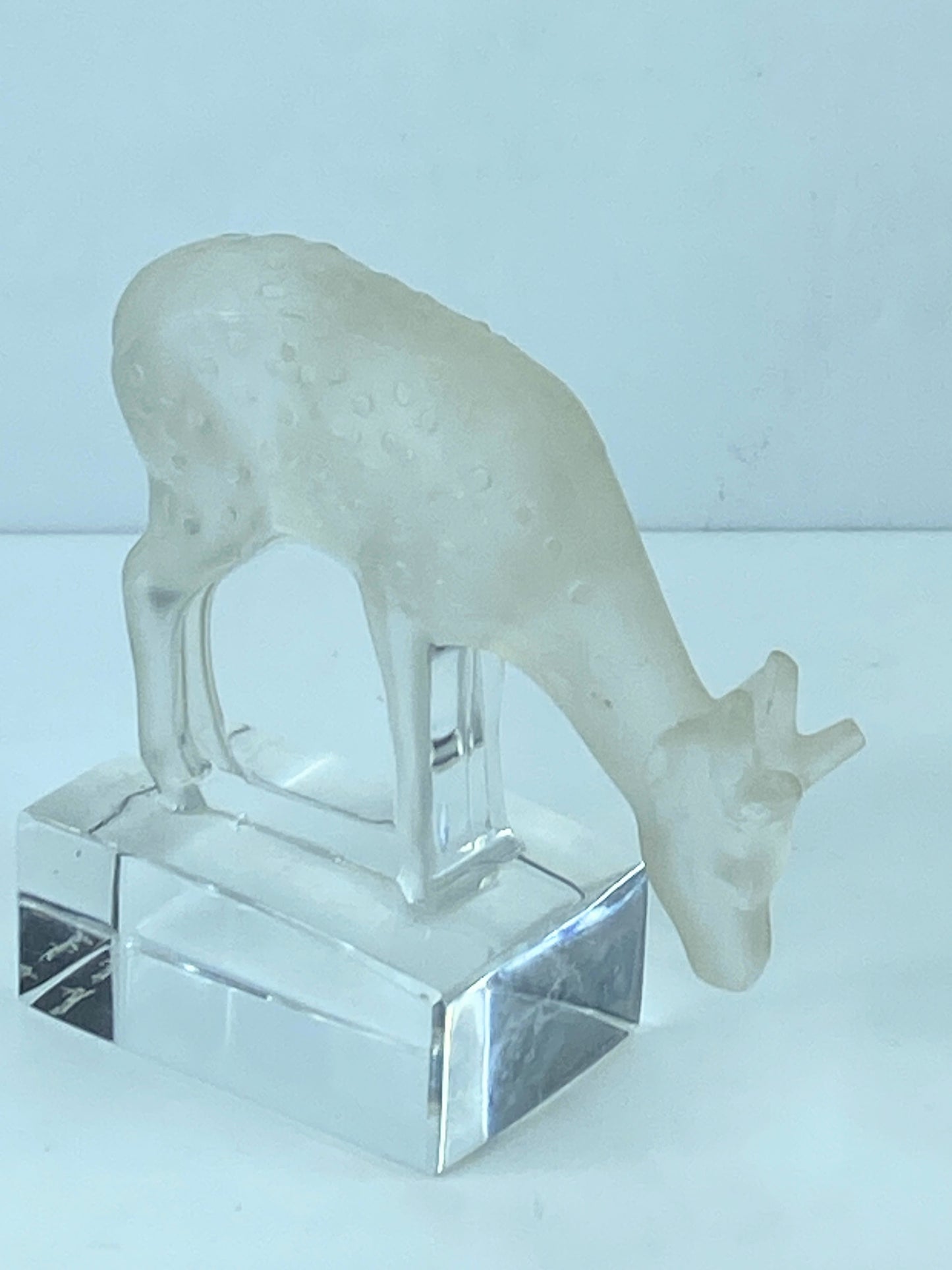 Lalique Frosted Glass Deer Paperweight, Forest Animal Figurine A305
