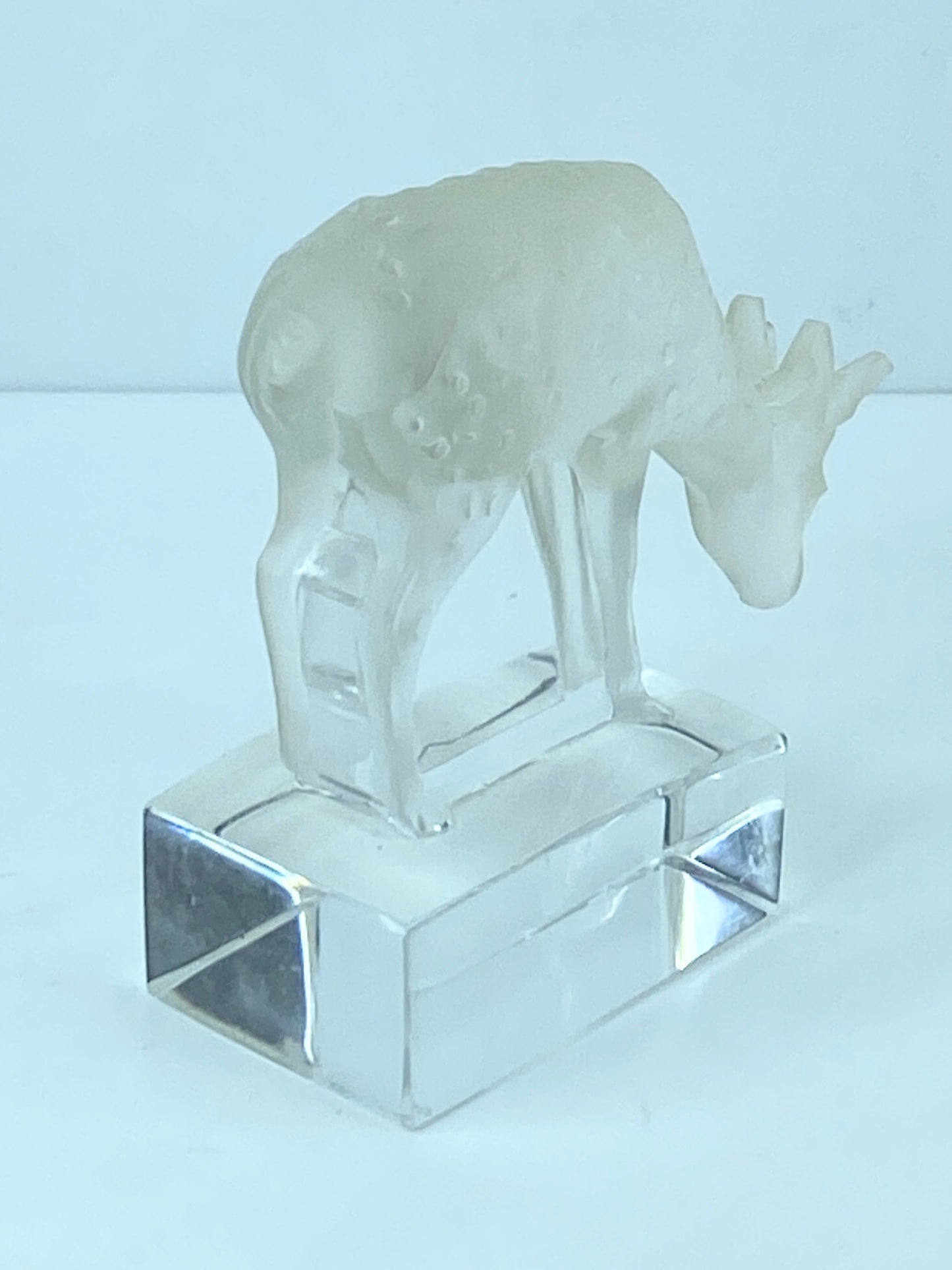 Lalique Frosted Glass Deer Paperweight, Forest Animal Figurine A305