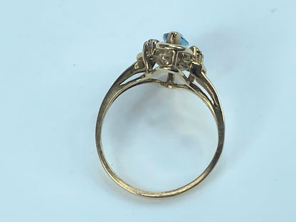 10K yellow gold Marquise Topaz Diamond ring s6.5 2.6g JR8904