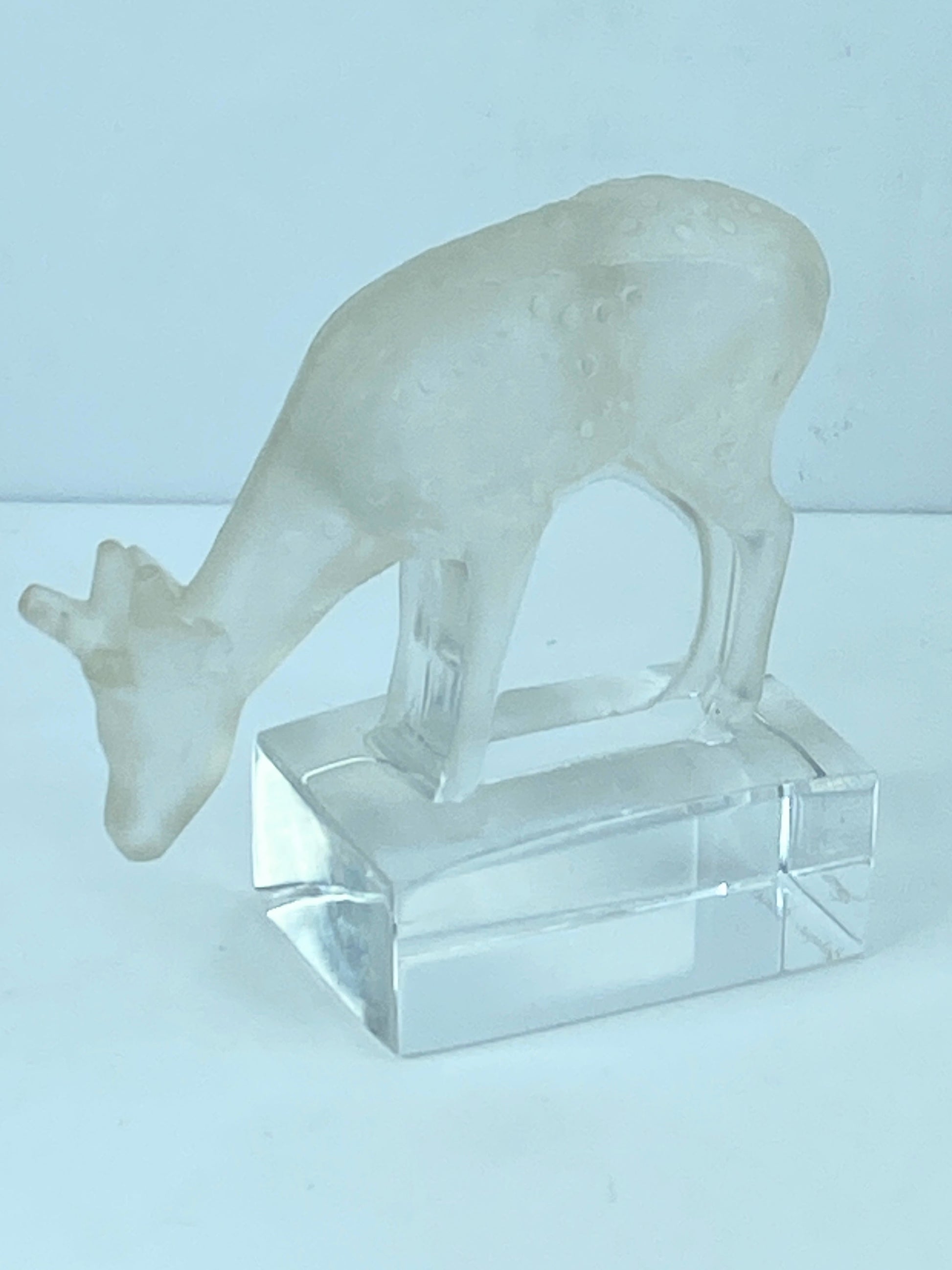 Lalique Frosted Glass Deer Paperweight, Forest Animal Figurine A305