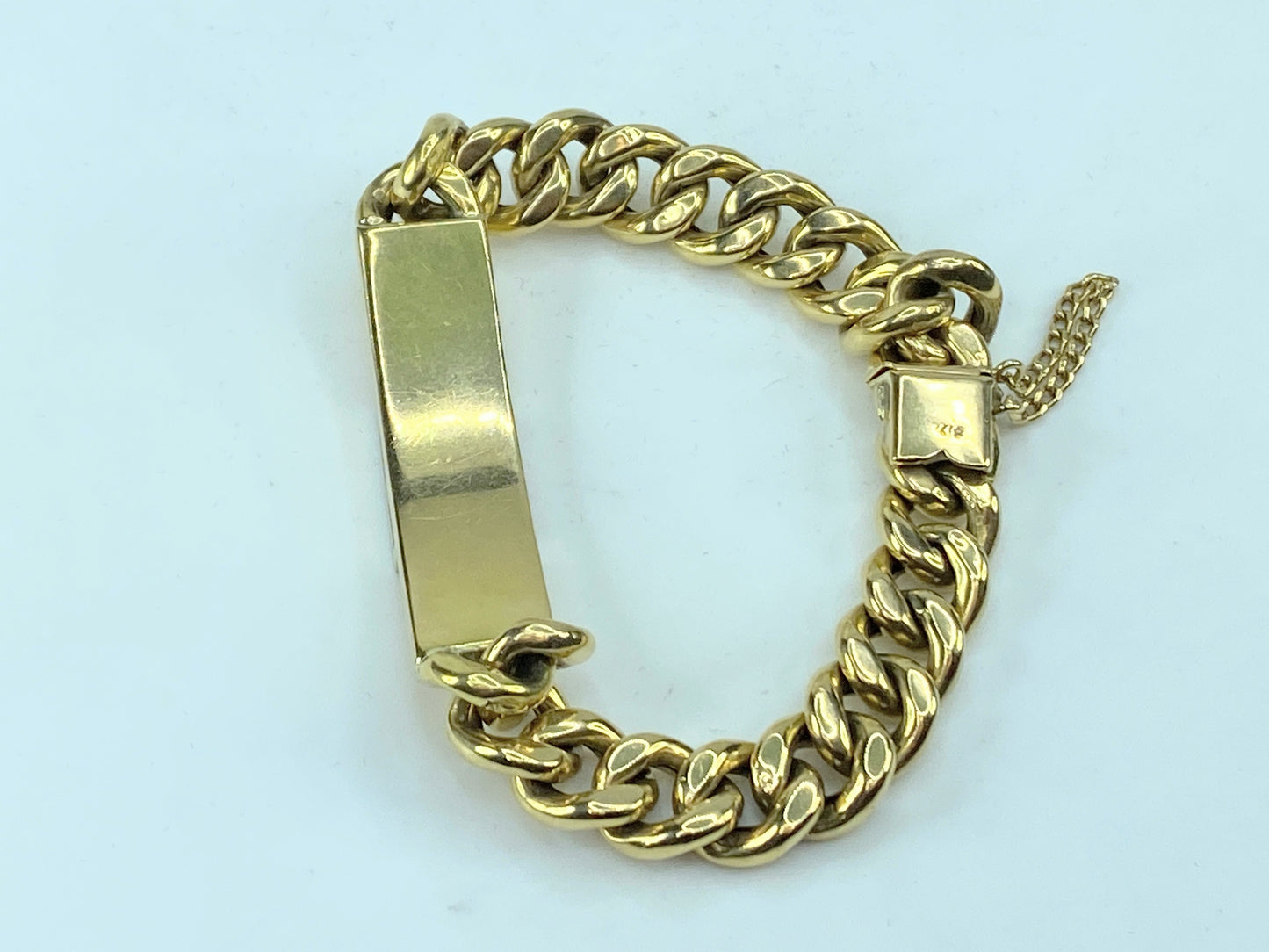 18K yellow gold Diamond Encrusted Initial E Curk link bracelet 30.3g JR0045