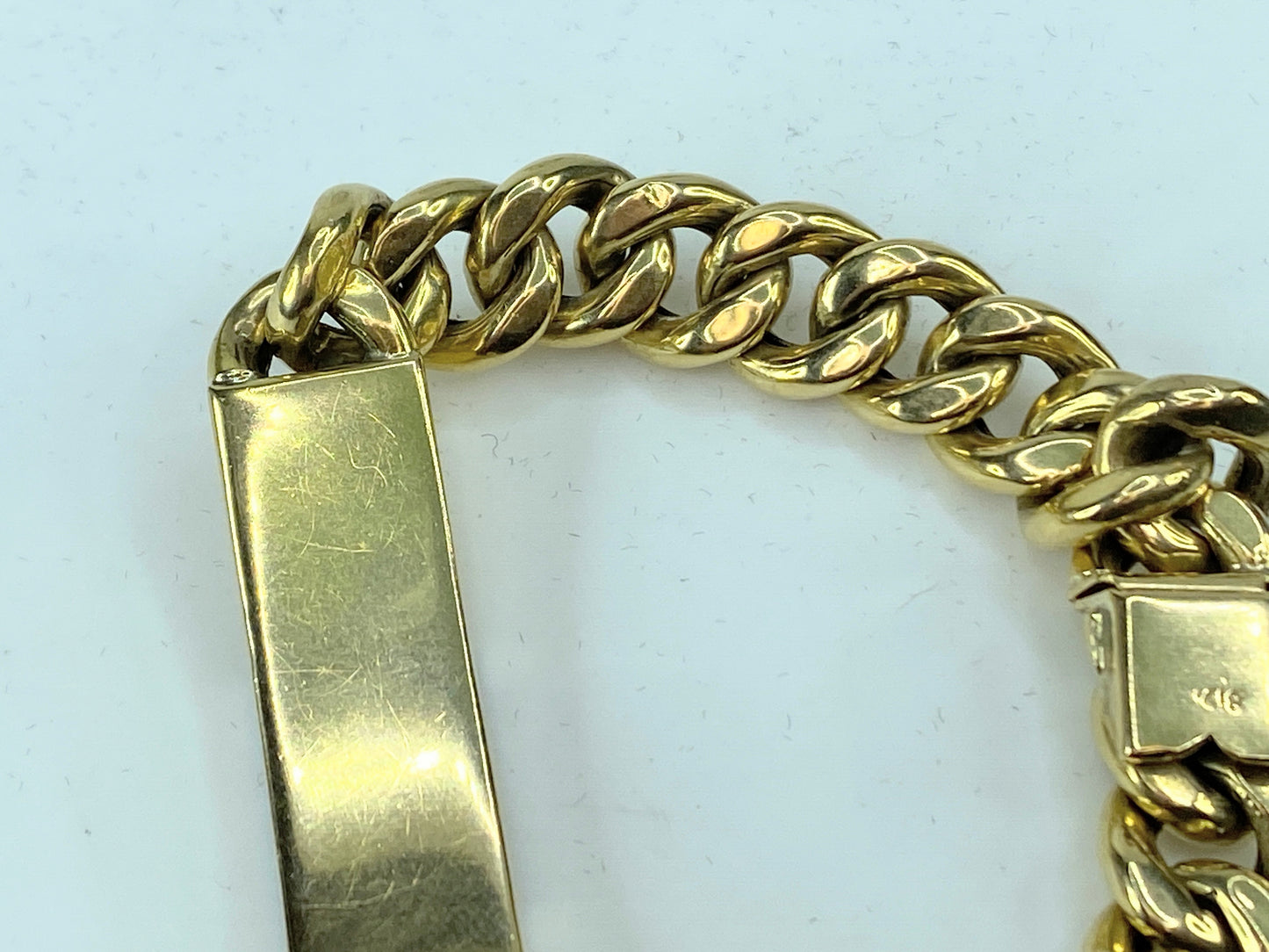 18K yellow gold Diamond Encrusted Initial E Curk link bracelet 30.3g JR0045