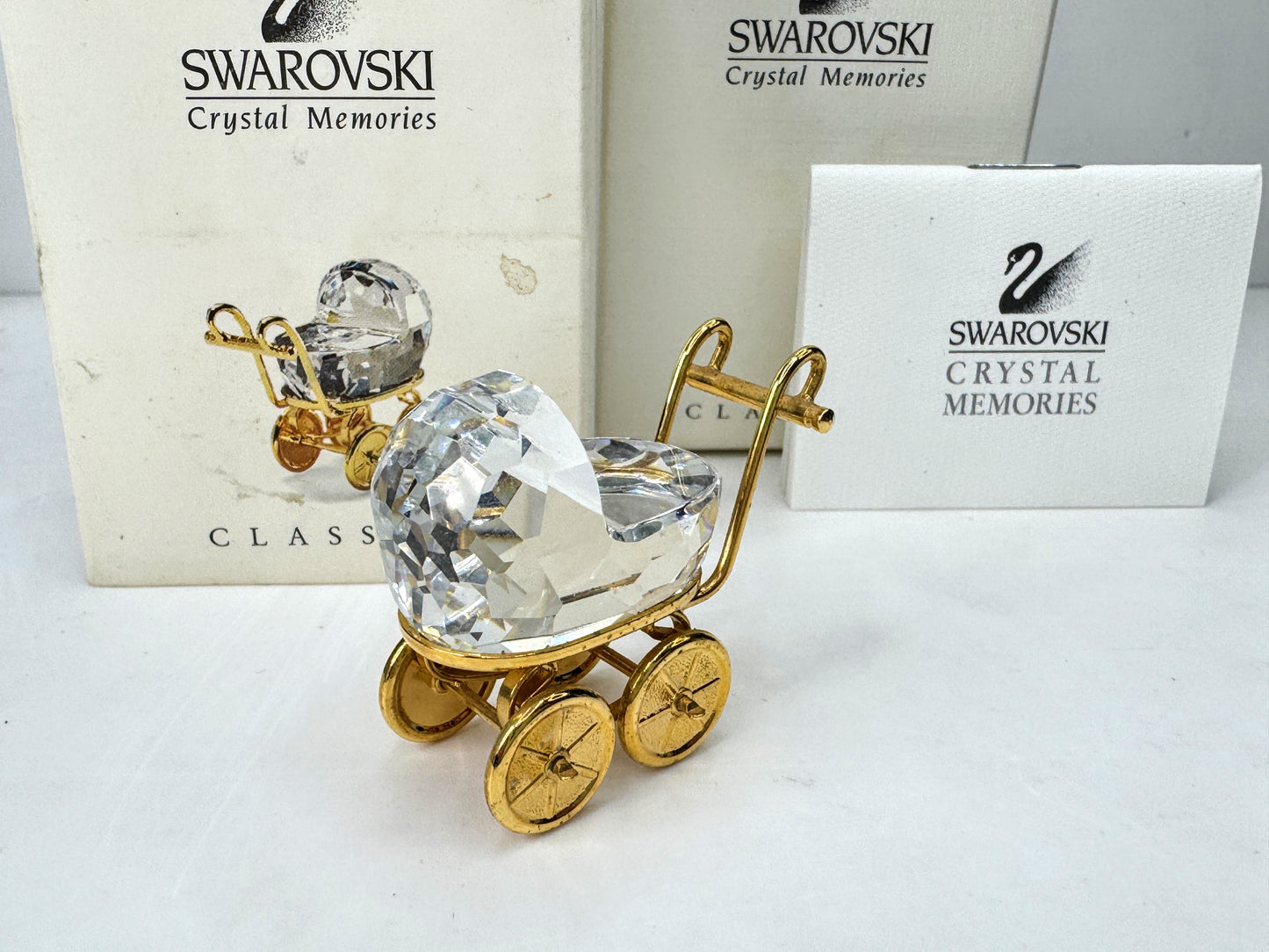 Vintage Swarovski Crystal Memories baby carriage pram Martin Zendron boxed S302