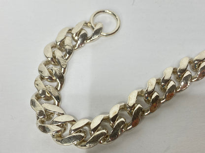 Heavy English Sterling Silver Curb Link Bracelet with Oversized Clasp JR1086