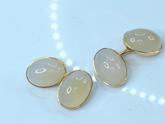 Antique 14K rose gold oval Moonstone cuff link 8.6gm JR7995