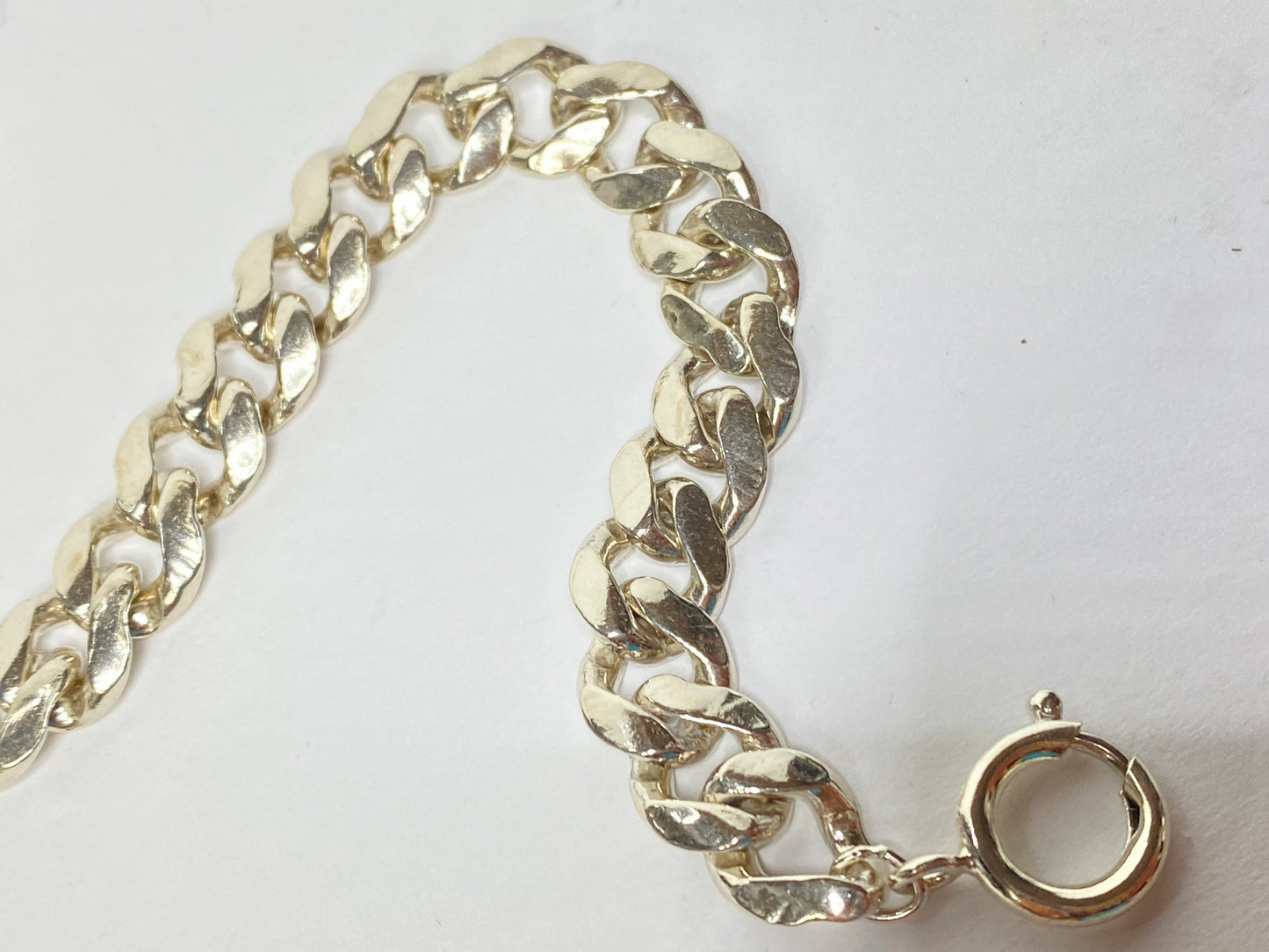 Heavy English Sterling Silver Curb Link Bracelet with Oversized Clasp JR1086