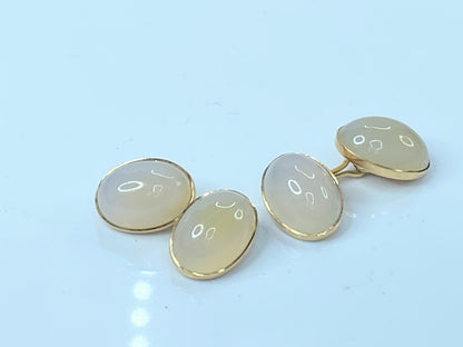 Antique 14K rose gold oval Moonstone cuff link 8.6gm JR7995