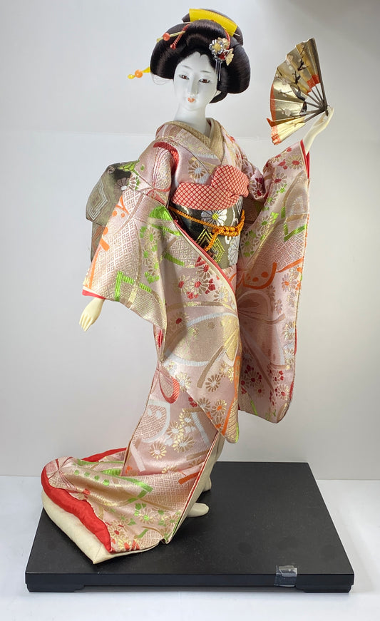 Japanese Yaegaki Kimono Geisha Maiko Kabuto Oyama Doll- 舞扇 20" c1950 A298