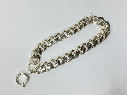 Heavy English Sterling Silver Curb Link Bracelet with Oversized Clasp JR1086