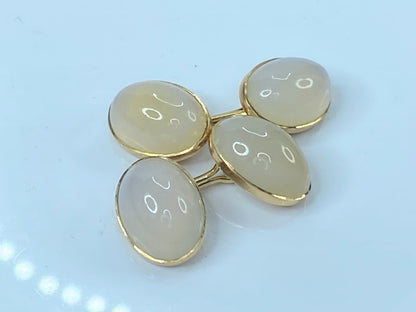 Antique 14K rose gold oval Moonstone cuff link 8.6gm JR7995