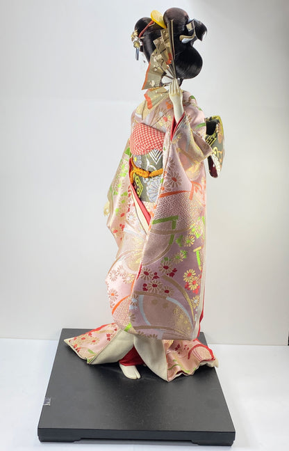 Japanese Yaegaki Kimono Geisha Maiko Kabuto Oyama Doll- 舞扇 20" c1950 A298