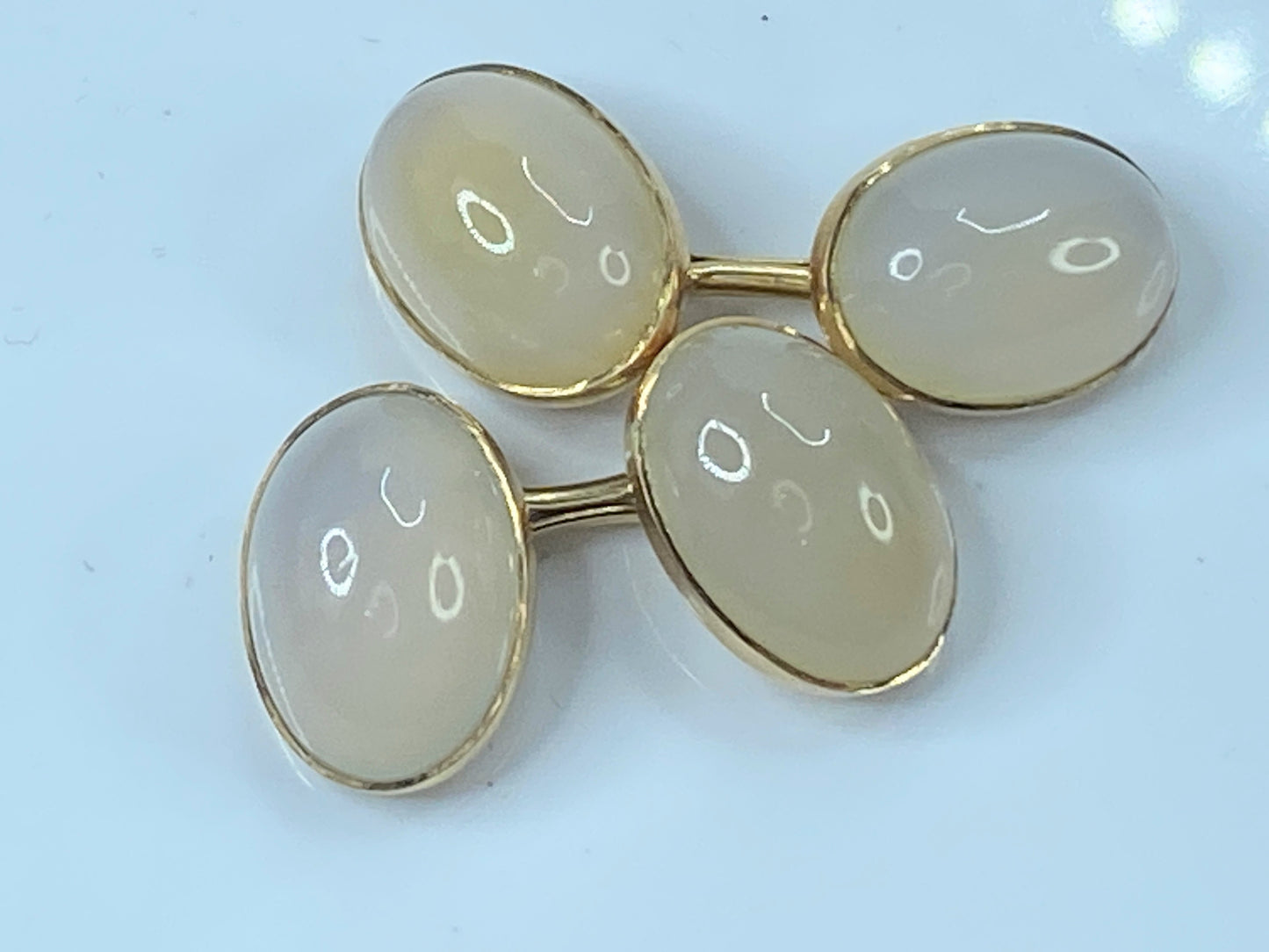 Antique 14K rose gold oval Moonstone cuff link 8.6gm JR7995