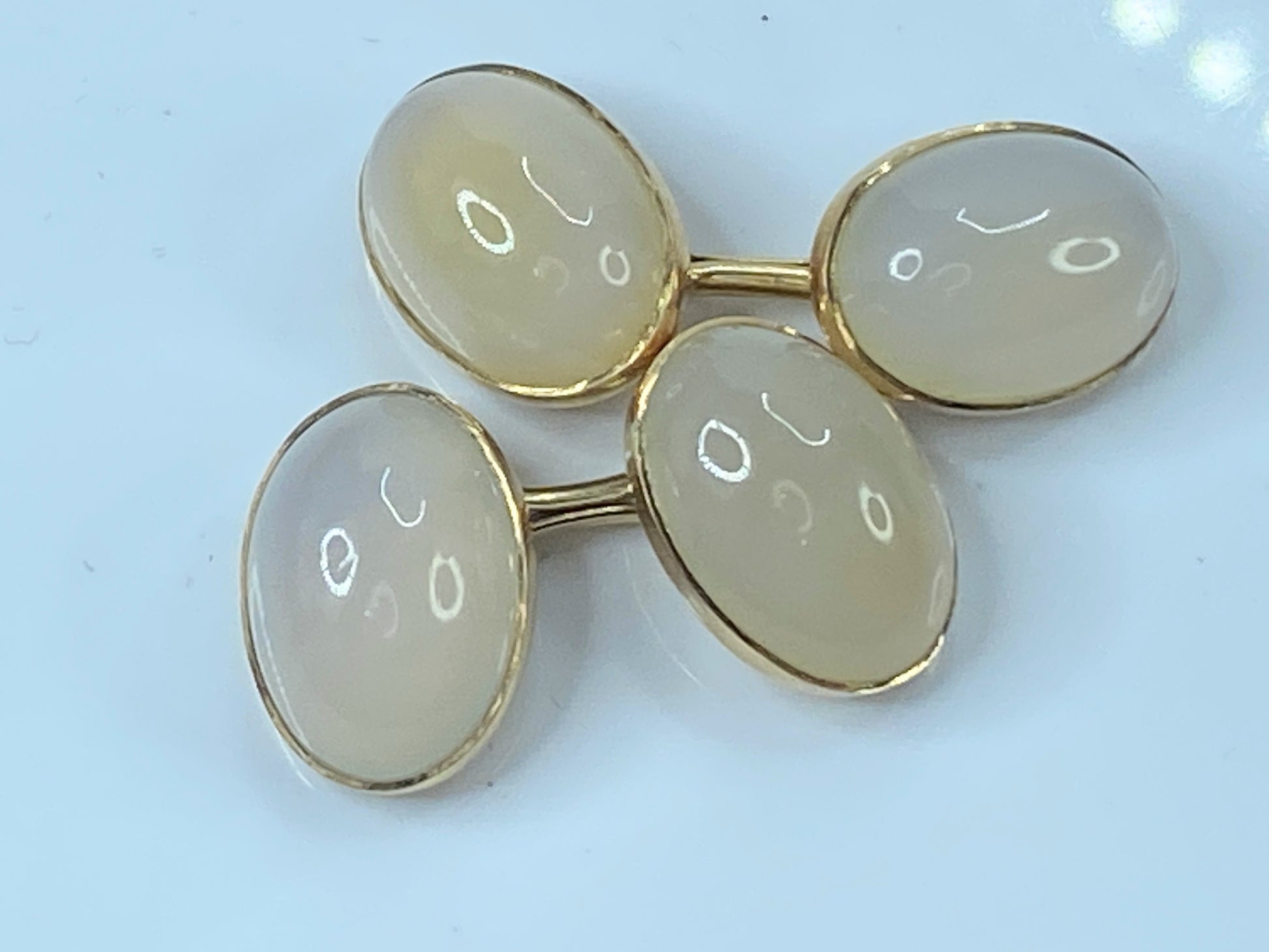 Antique 14K rose gold oval Moonstone cuff link 8.6gm JR7995