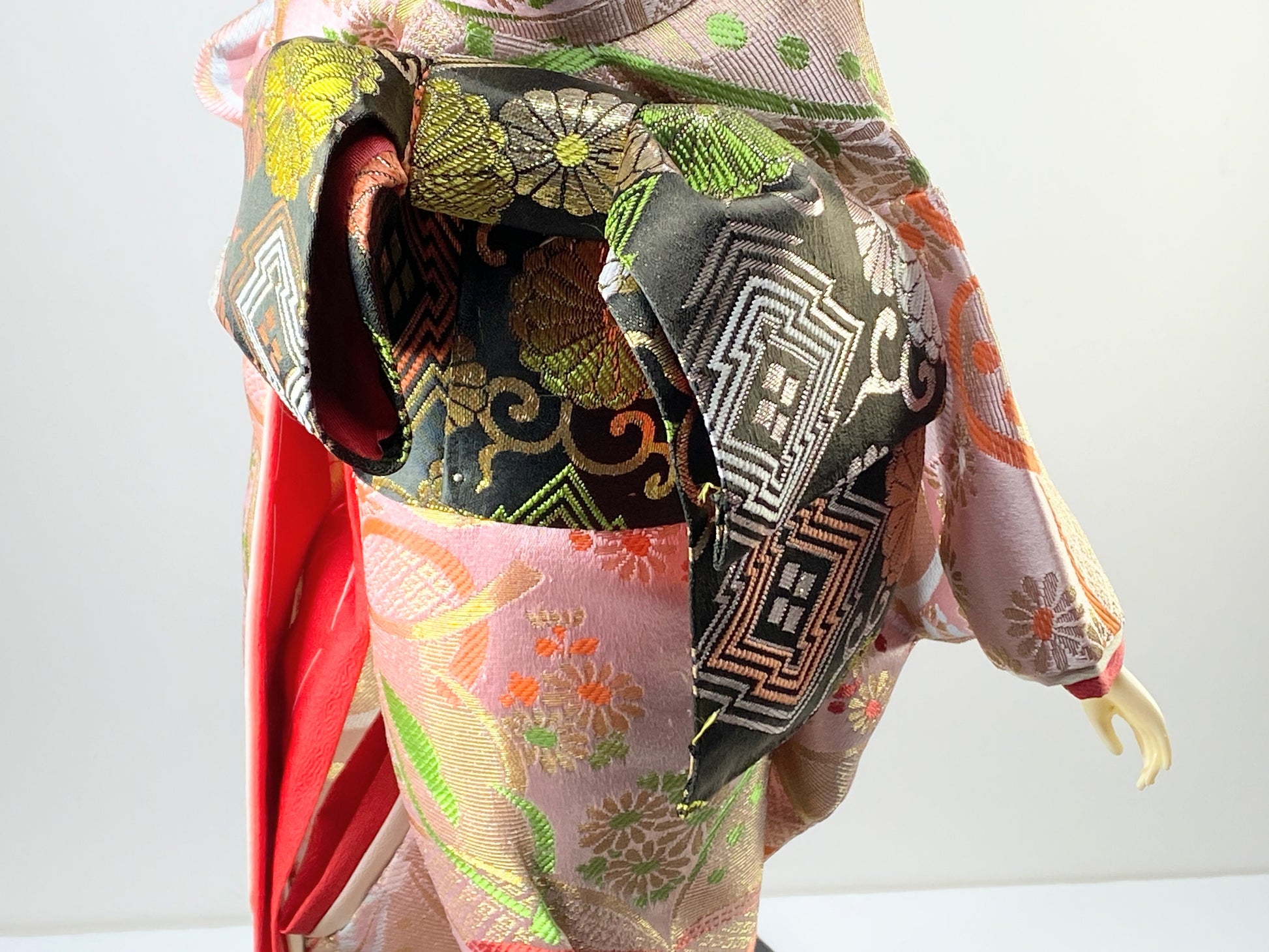 Japanese Yaegaki Kimono Geisha Maiko Kabuto Oyama Doll- 舞扇 20" c1950 A298