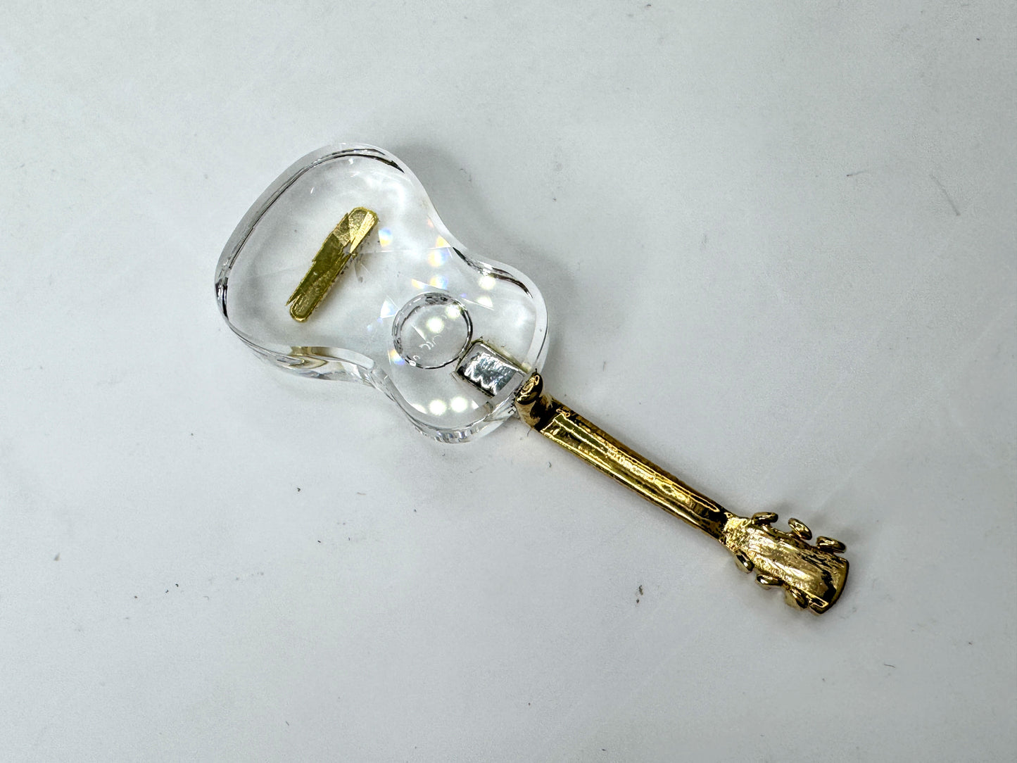Vintage Swarovski Crystal Memories gold guitar Martin Zendron original box S303