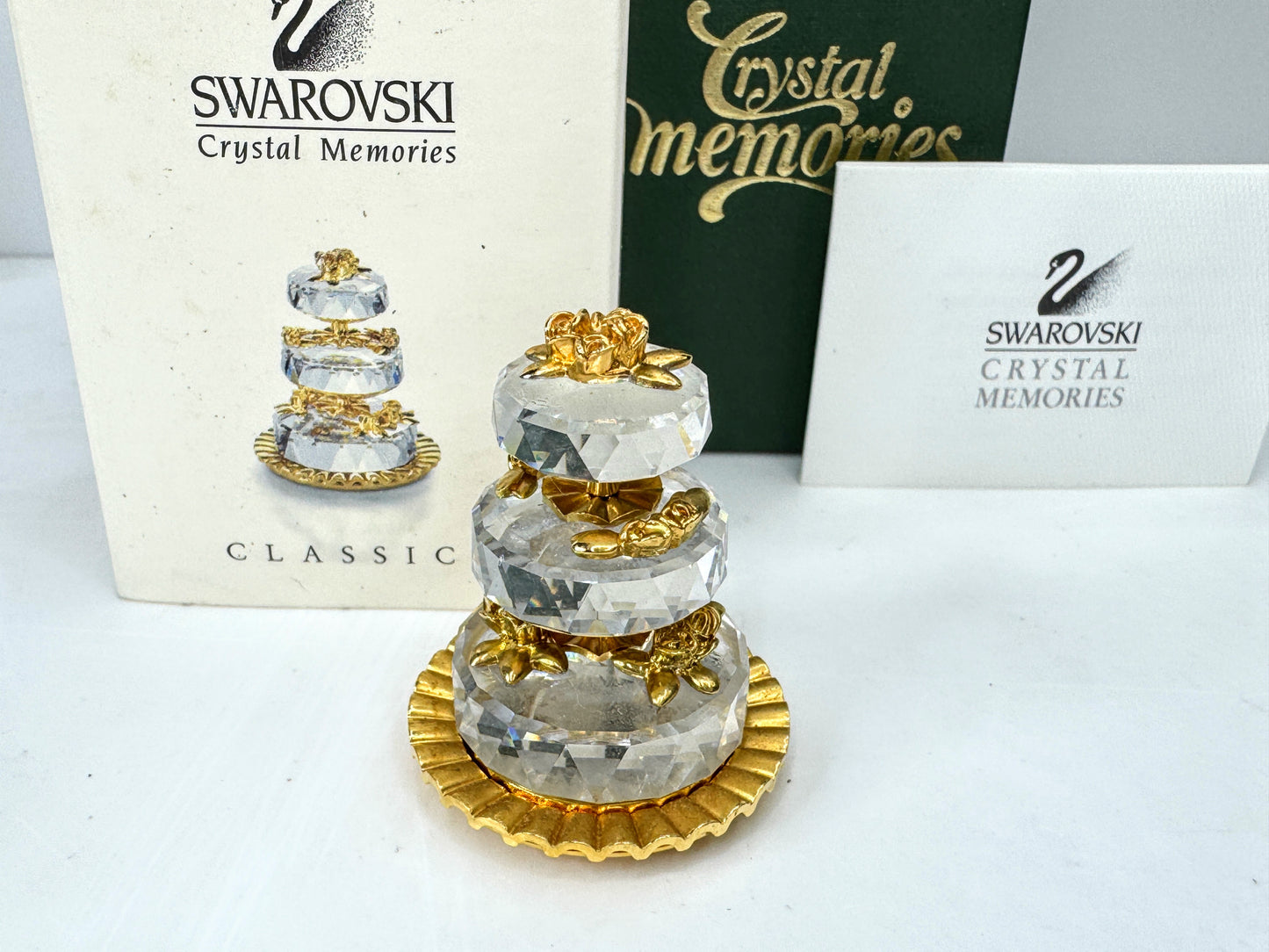 Vintage Swarovski Crystal Memories Wedding Cake Gold 235249 Original Box S304