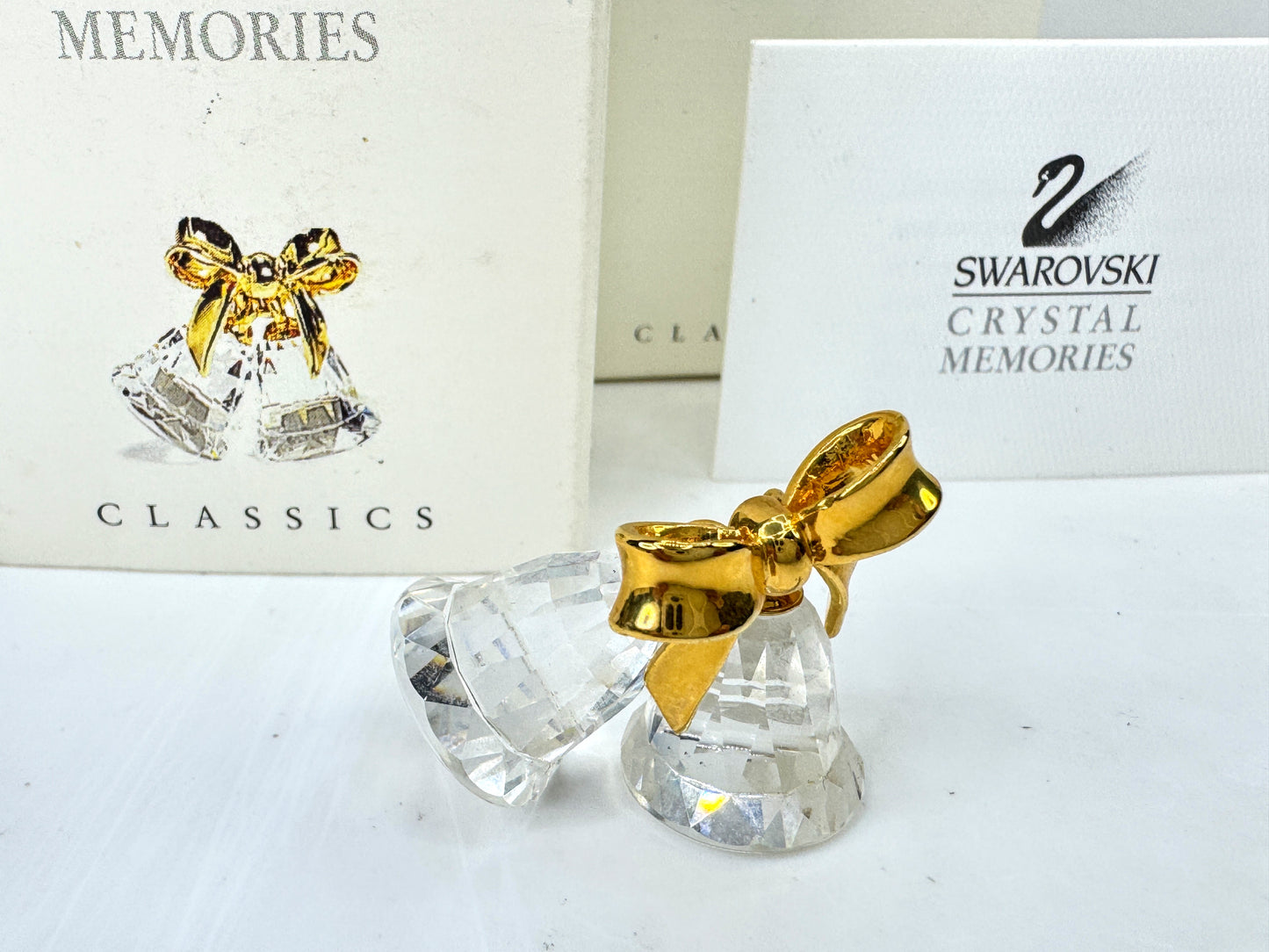 Vintage Swarovski Crystal Memories Gold Bells Figurine S305