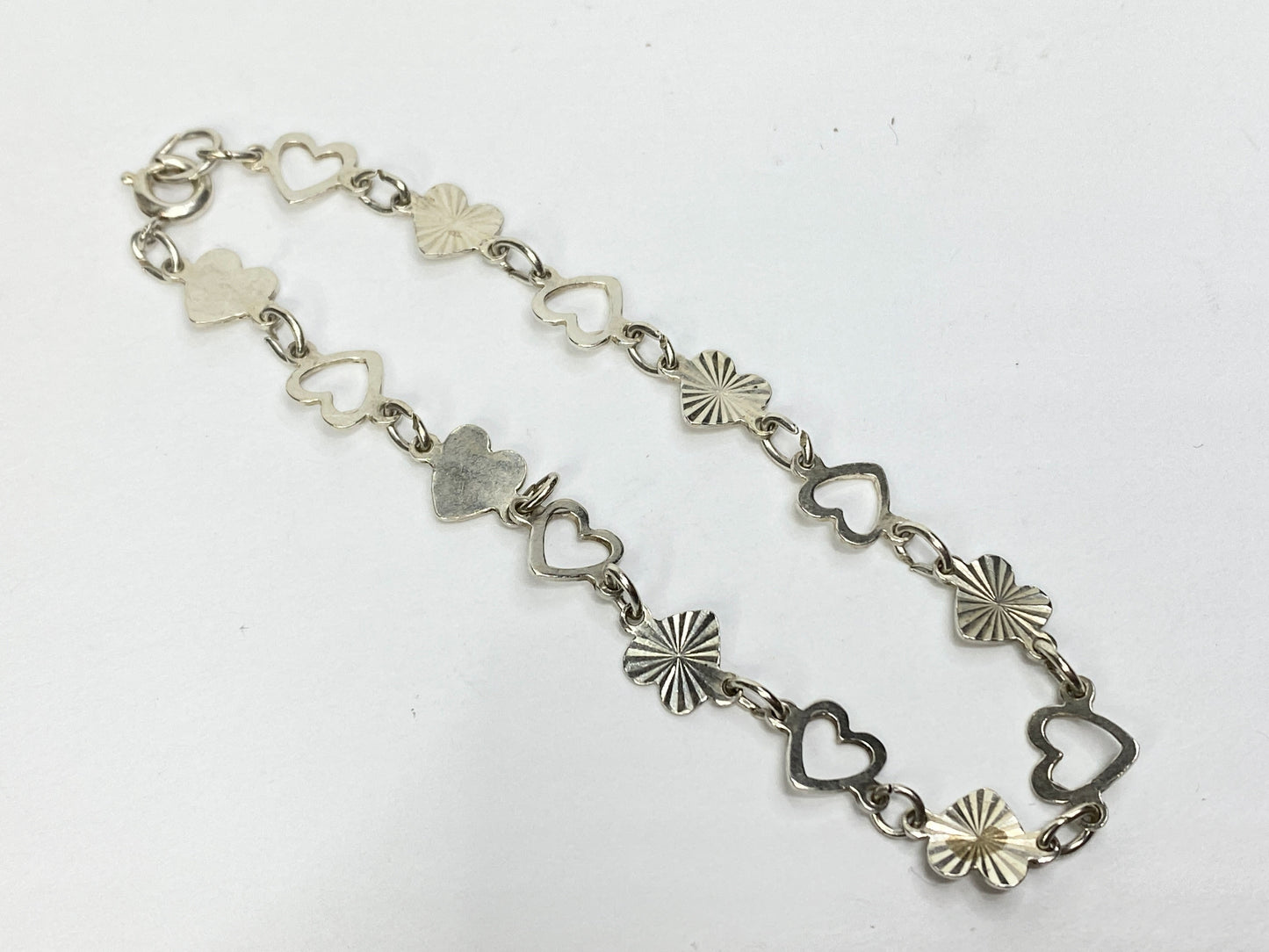 Sterling Silver Scandinavian lady Heart Bracelet 925S 3.7g, 7.5" JR1089