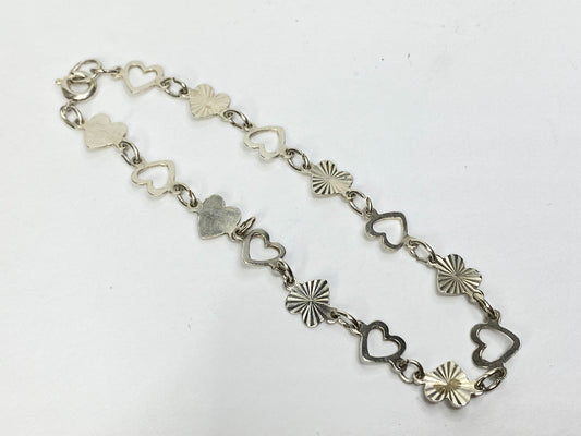 Sterling Silver Scandinavian lady Heart Bracelet 925S 3.7g, 7.5" JR1089