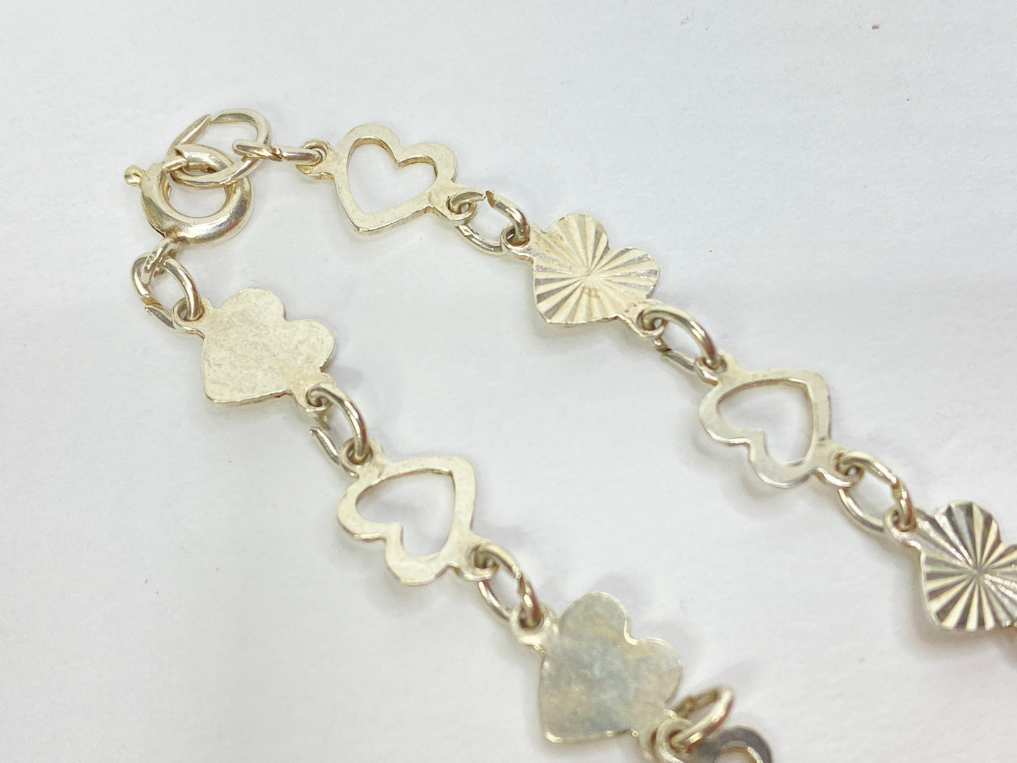 Sterling Silver Scandinavian lady Heart Bracelet 925S 3.7g, 7.5" JR1089