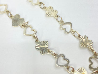 Sterling Silver Scandinavian lady Heart Bracelet 925S 3.7g, 7.5" JR1089