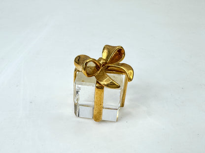 Vintage Swarovski Crystal Memories Present Gold Bow Gift Box Figurine S306
