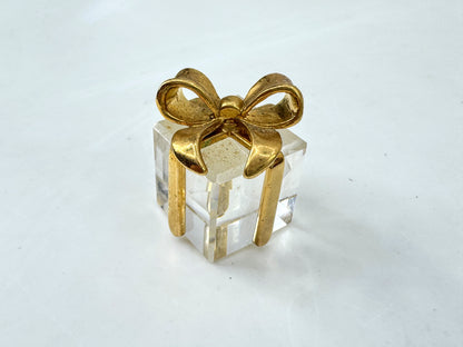 Vintage Swarovski Crystal Memories Present Gold Bow Gift Box Figurine S306