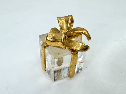 Vintage Swarovski Crystal Memories Present Gold Bow Gift Box Figurine S306