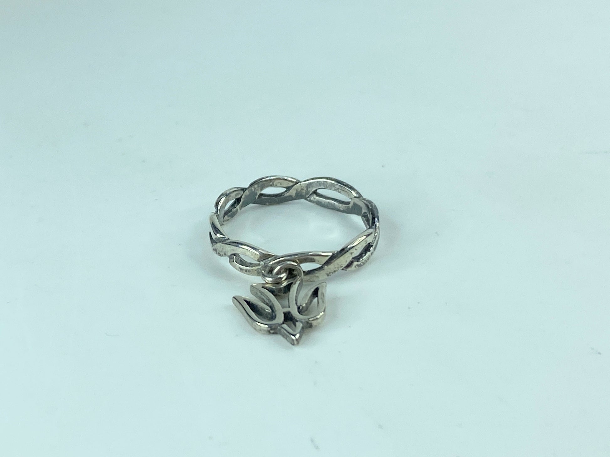 James Avery Retired Wavy twisted ring band tangle Dove charm s8 s.6g JR621