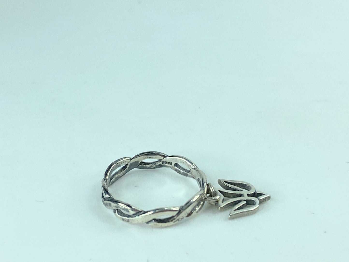 James Avery Retired Wavy twisted ring band tangle Dove charm s8 s.6g JR621