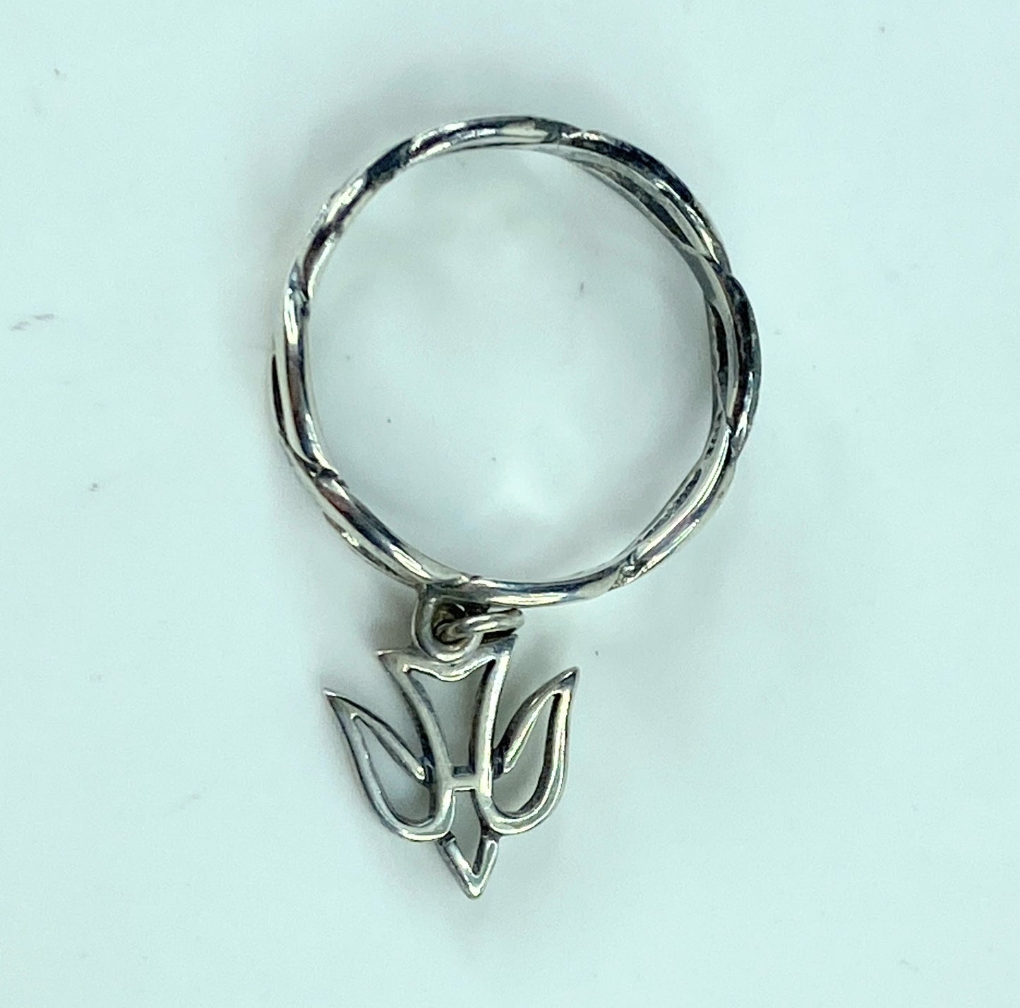 James Avery Retired Wavy twisted ring band tangle Dove charm s8 s.6g JR621