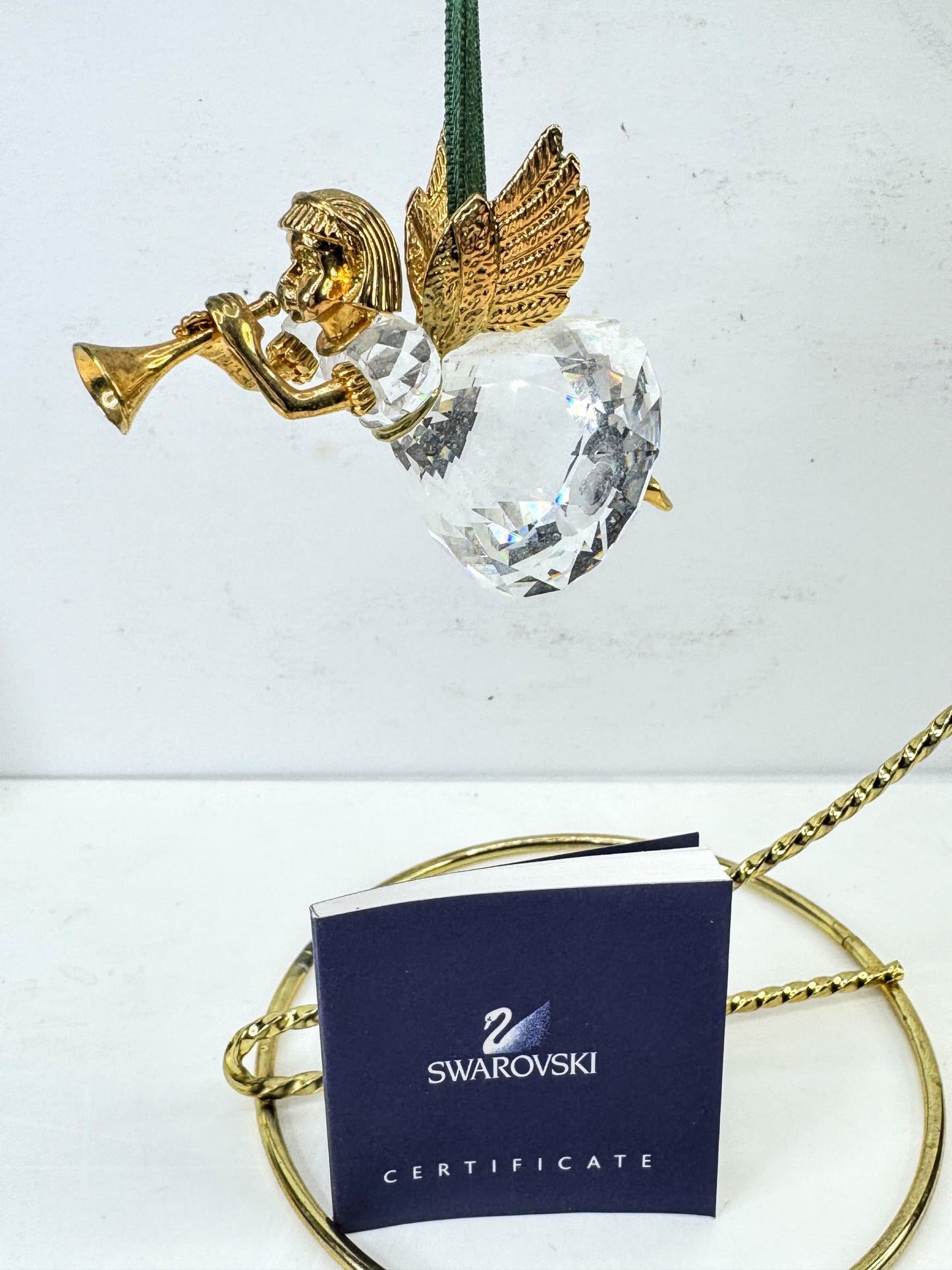 Vintage Swarovski Crystal Memories 1997 Angel Playing Horn Figurine S308