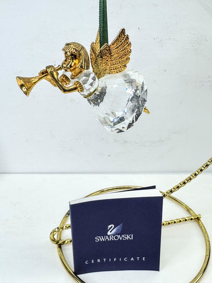 Vintage Swarovski Crystal Memories 1997 Angel Playing Horn Figurine S308