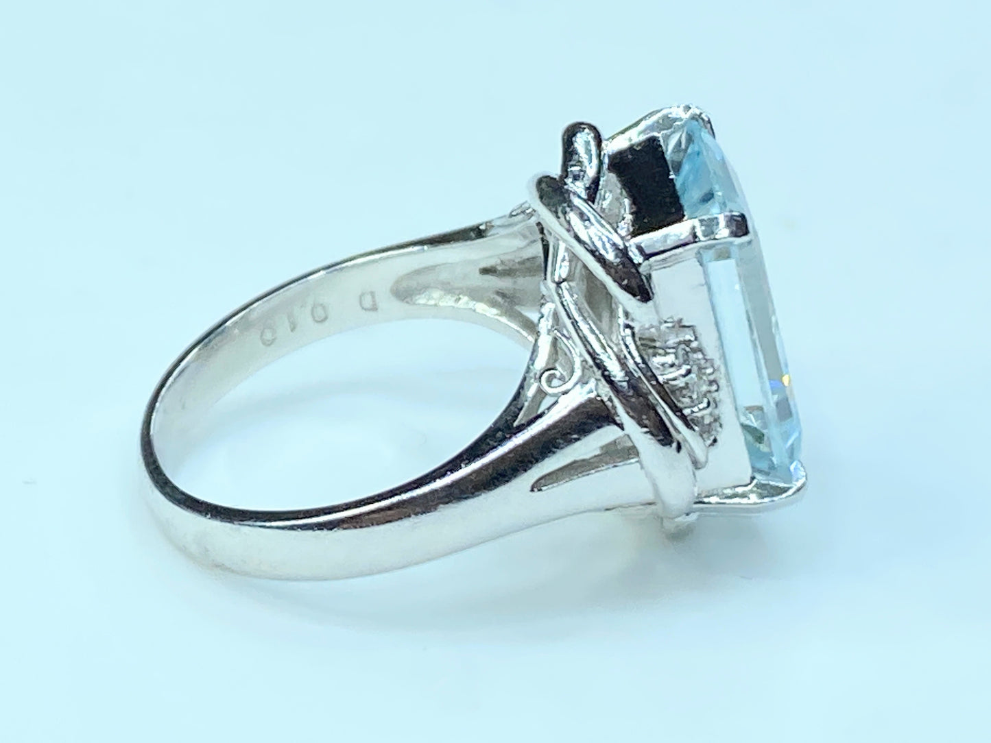 6.98 Carat Aquamarine Diamond Platinum Cocktail Ring 9.8g s6.5 JR0049