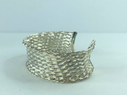 Rare Tiffany & Co. Sterling Silver Solid Wire Woven Cuff Bangle Bracelet JR623