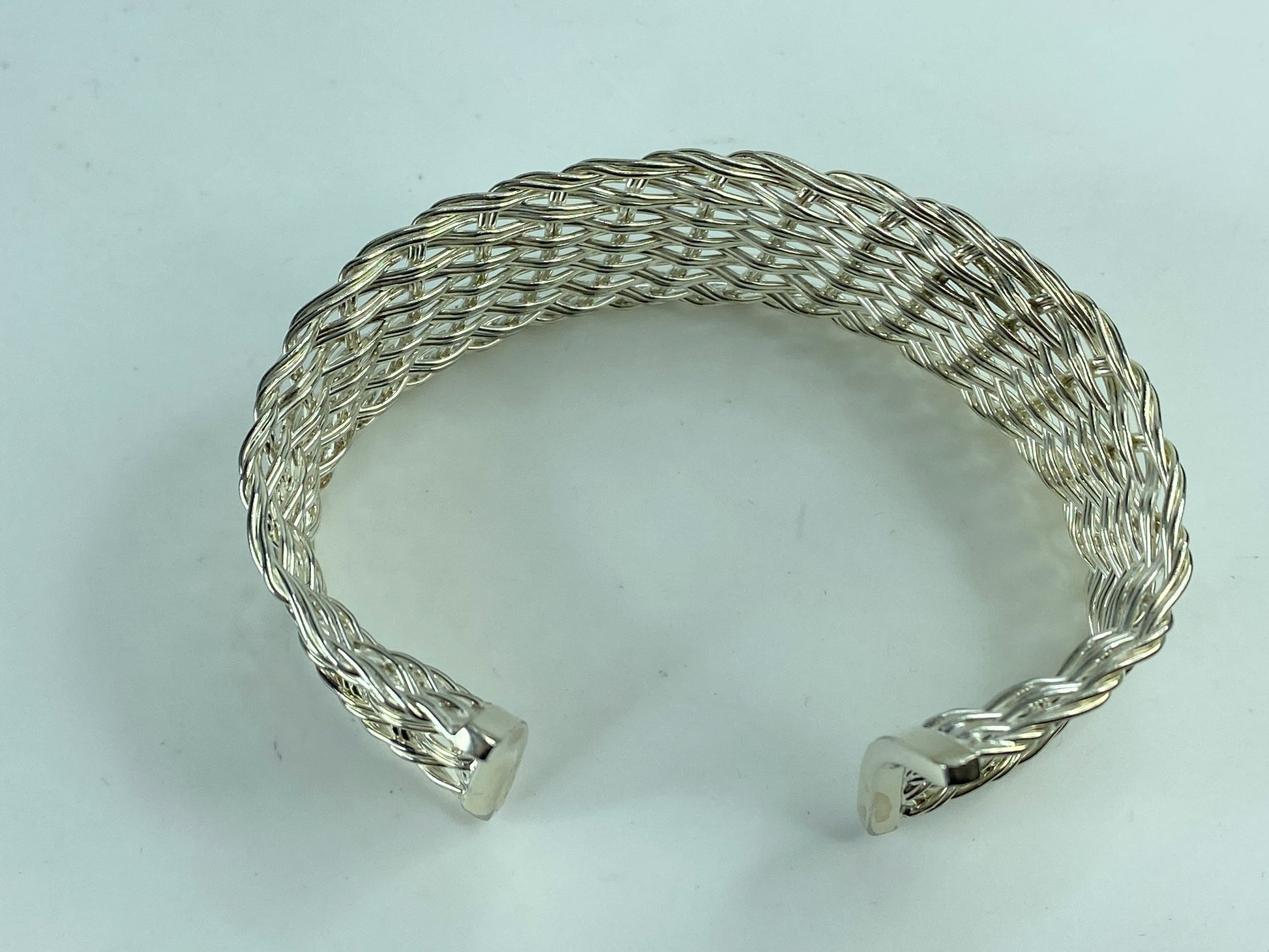 Rare Tiffany & Co. Sterling Silver Solid Wire Woven Cuff Bangle Bracelet JR623