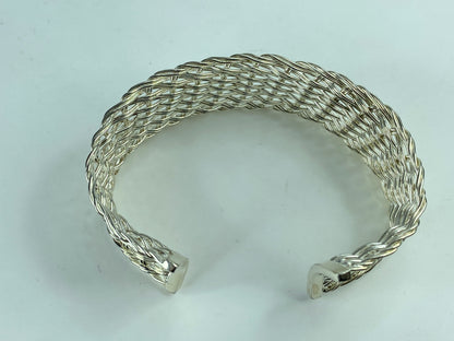 Rare Tiffany & Co. Sterling Silver Solid Wire Woven Cuff Bangle Bracelet JR623