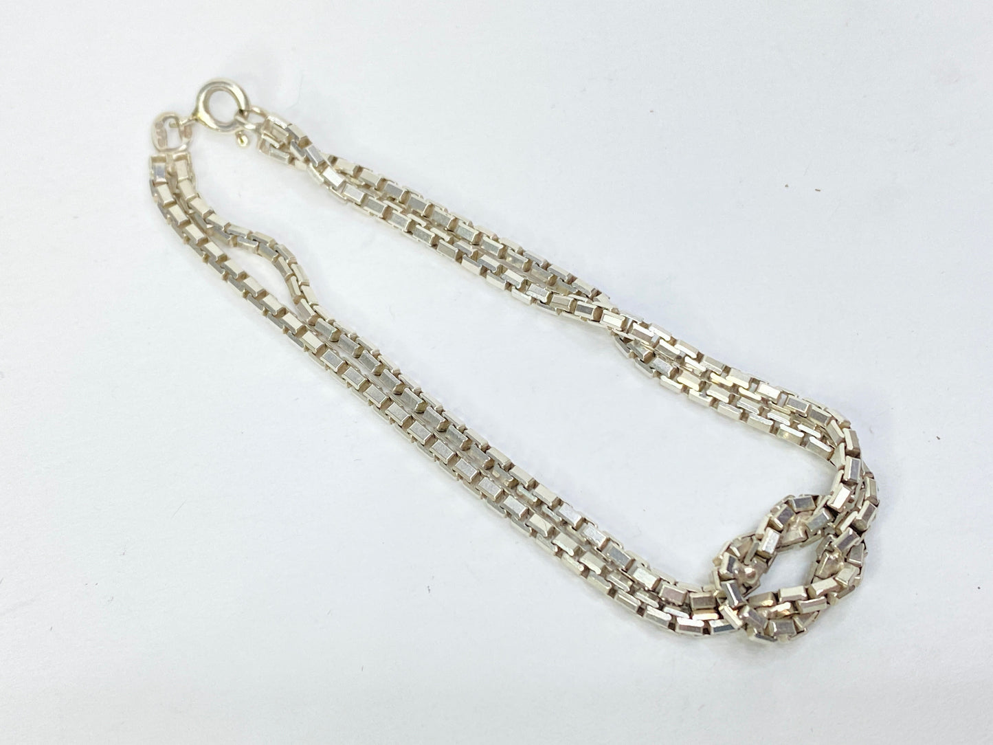 Sterling Silver Box Link Bracelet, 7.5” Fine Classic Chain Design JR1091