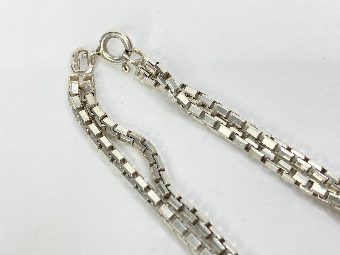 Sterling Silver Box Link Bracelet, 7.5” Fine Classic Chain Design JR1091