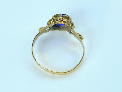 Blue Cabochon Oval Shape stone in 22 Karat Yellow Gold Ring 2.6g JR8912