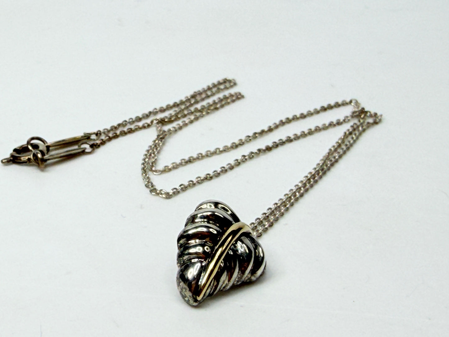 Tiffany & Co Leaf Pendant Necklace 925 Silver with 18K Gold 15.5"