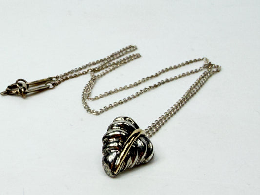 Tiffany & Co Leaf Pendant Necklace 925 Silver with 18K Gold 15.5"