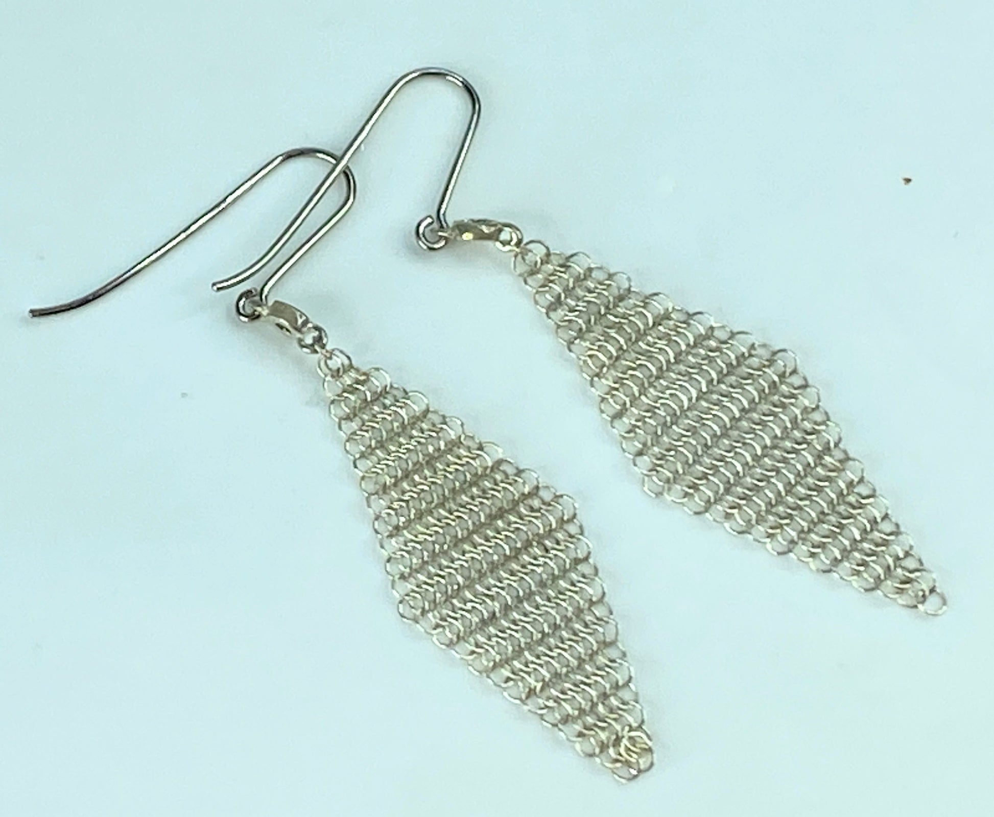 Tiffany & Co. Elsa Peretti Diamond Mesh sterling silver earrings 2" JR624