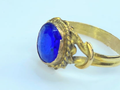 Blue Cabochon Oval Shape stone in 22 Karat Yellow Gold Ring 2.6g JR8912