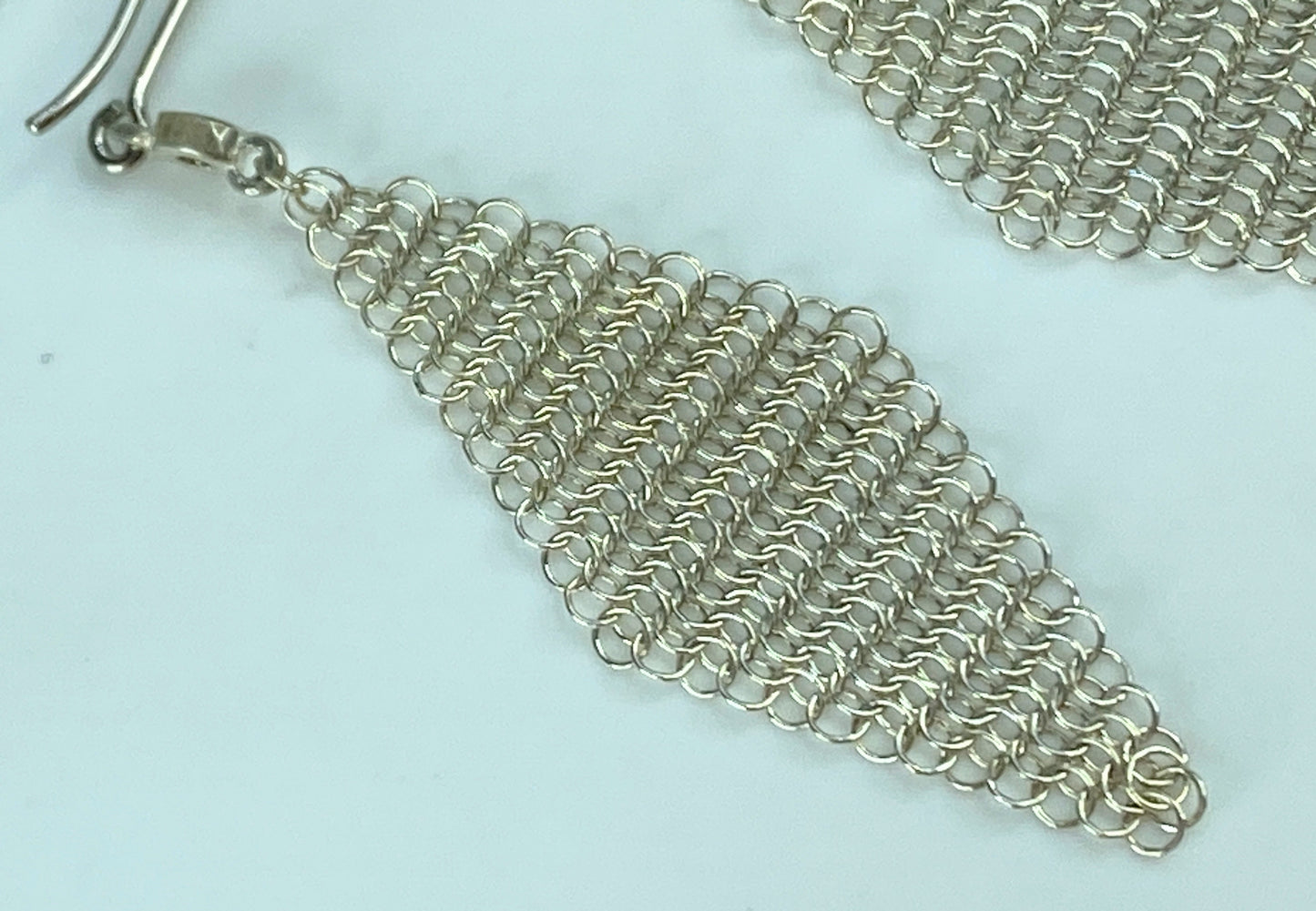 Tiffany & Co. Elsa Peretti Diamond Mesh sterling silver earrings 2" JR624