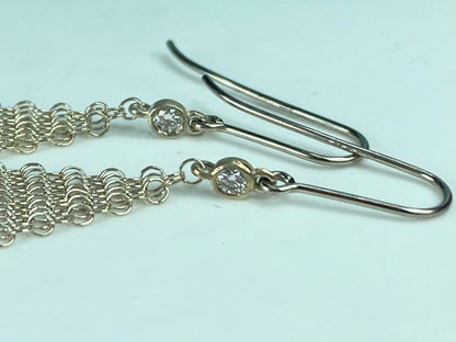 Tiffany & Co. Elsa Peretti Diamond Mesh sterling silver earrings 2" JR624