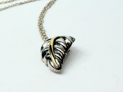 Tiffany & Co Leaf Pendant Necklace 925 Silver with 18K Gold 15.5"